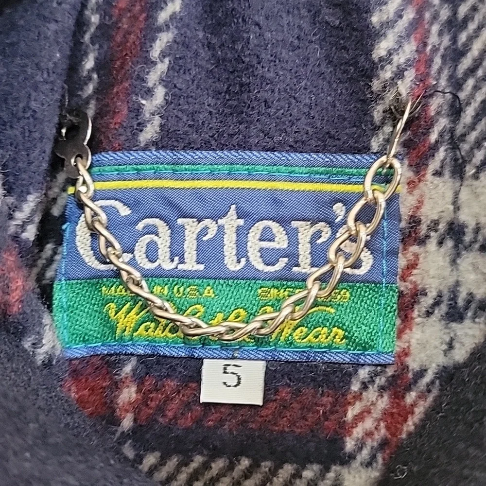 Boys Carter's Vintage Lined Hooded Jacket,‎ Navy, Size 5, Pre-Owned